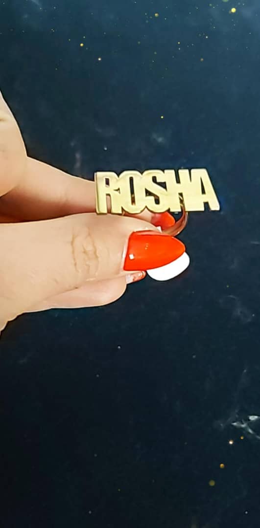 خرید عمده انگشتر استیل طرح اسم روشا(rosha)