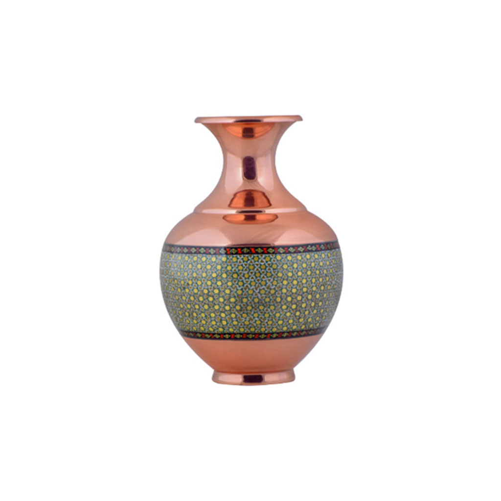 Copper vase and inlay model 17 cm cherry