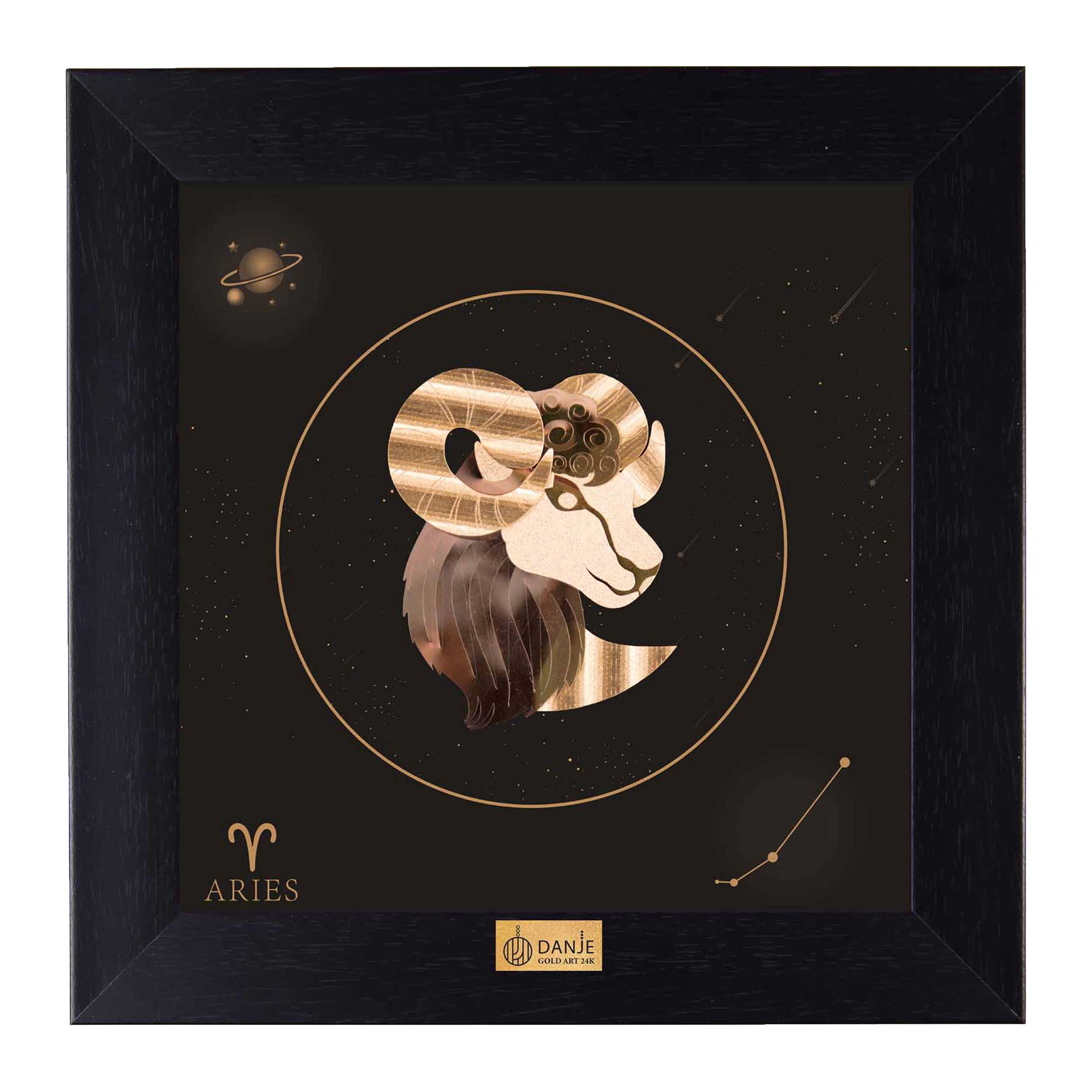 24 carat gold leaf board with PVC frame, symbol of April, Danjeh brand