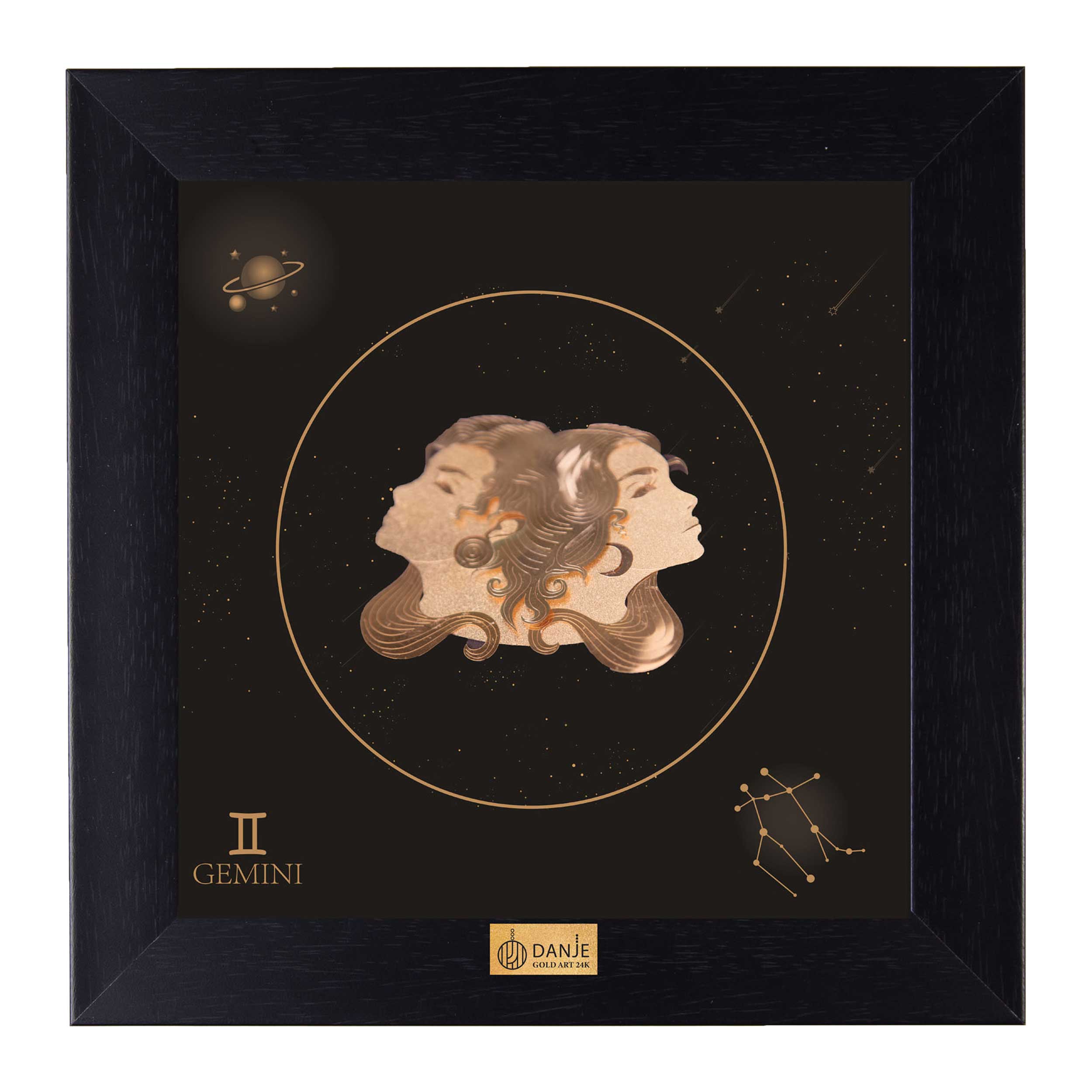 24 carat gold leaf board with PVC frame, symbol design of June, Danjeh brand