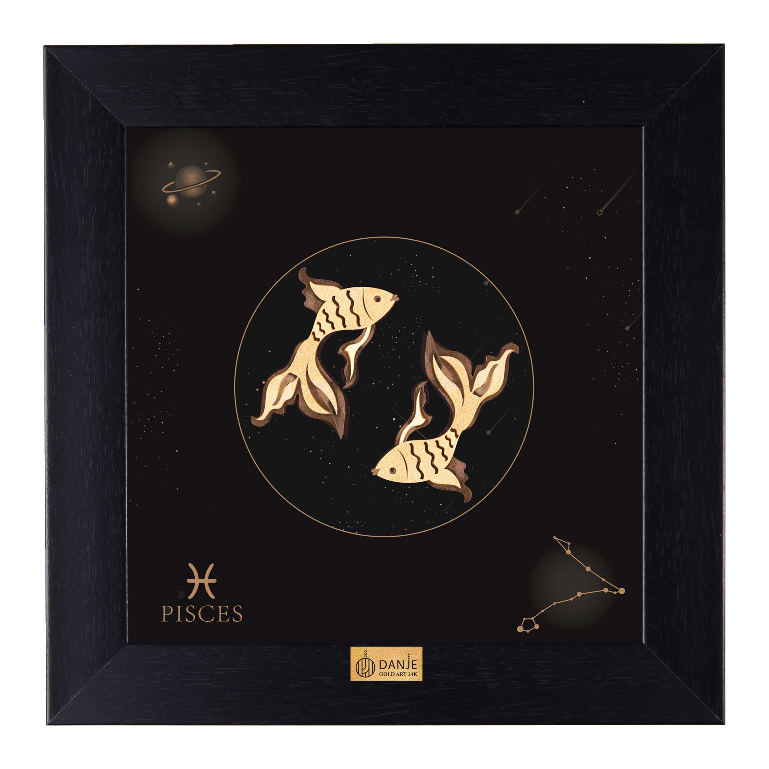 24 carat gold leaf board with PVC frame, symbol design of March, Danjeh brand