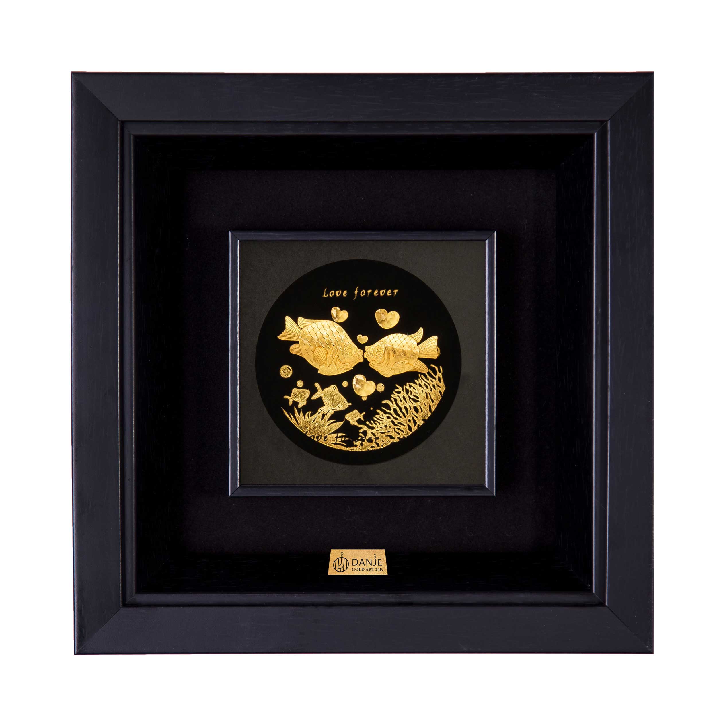 24 carat gold leaf board with PVC frame, two fish design, Danjeh brand