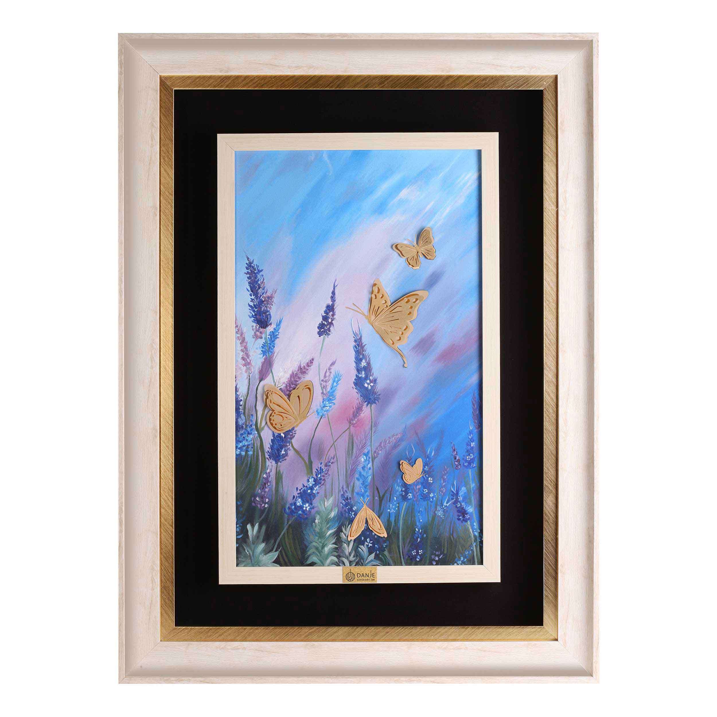 24 carat gold leaf painting with PVC frame, Danjeh brand butterfly design