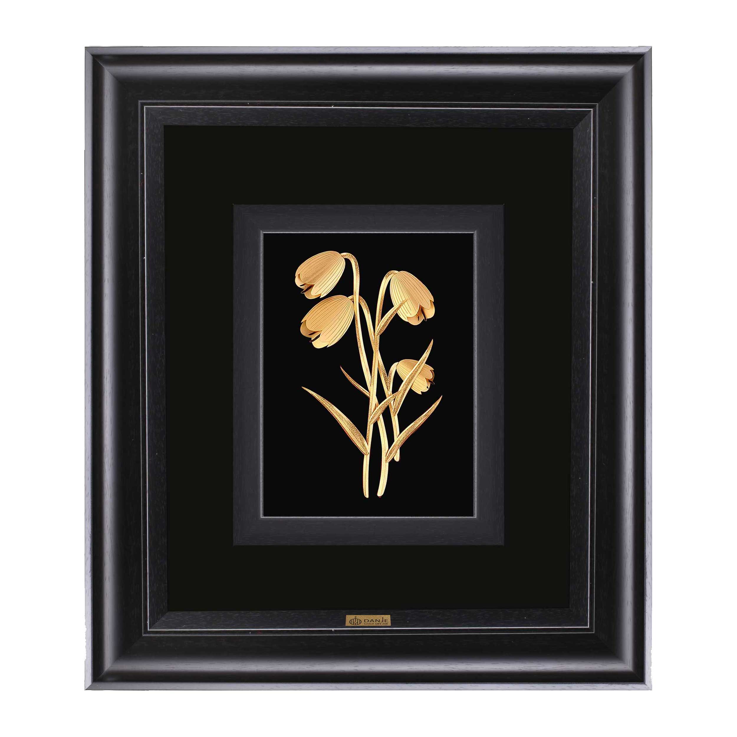 تابلو ورق طلا 24 عیار با قاب PVC طرح گل لاله واژگون برند دانژه