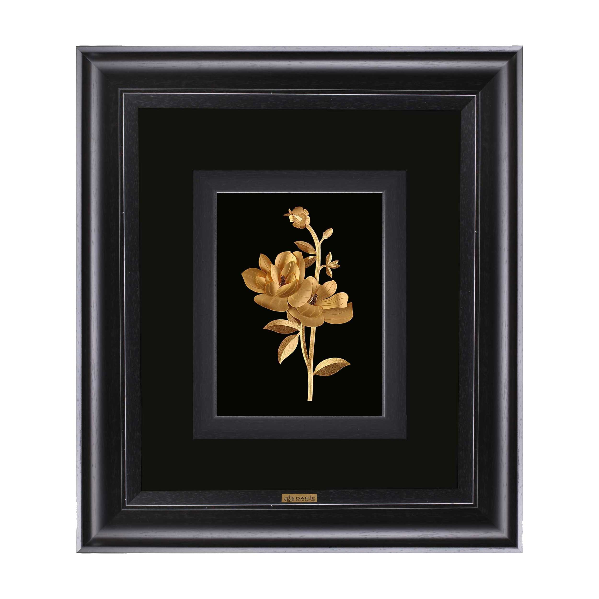 تابلو ورق طلا 24 عیار با قاب PVC طرح گل نسترن برند دانژه