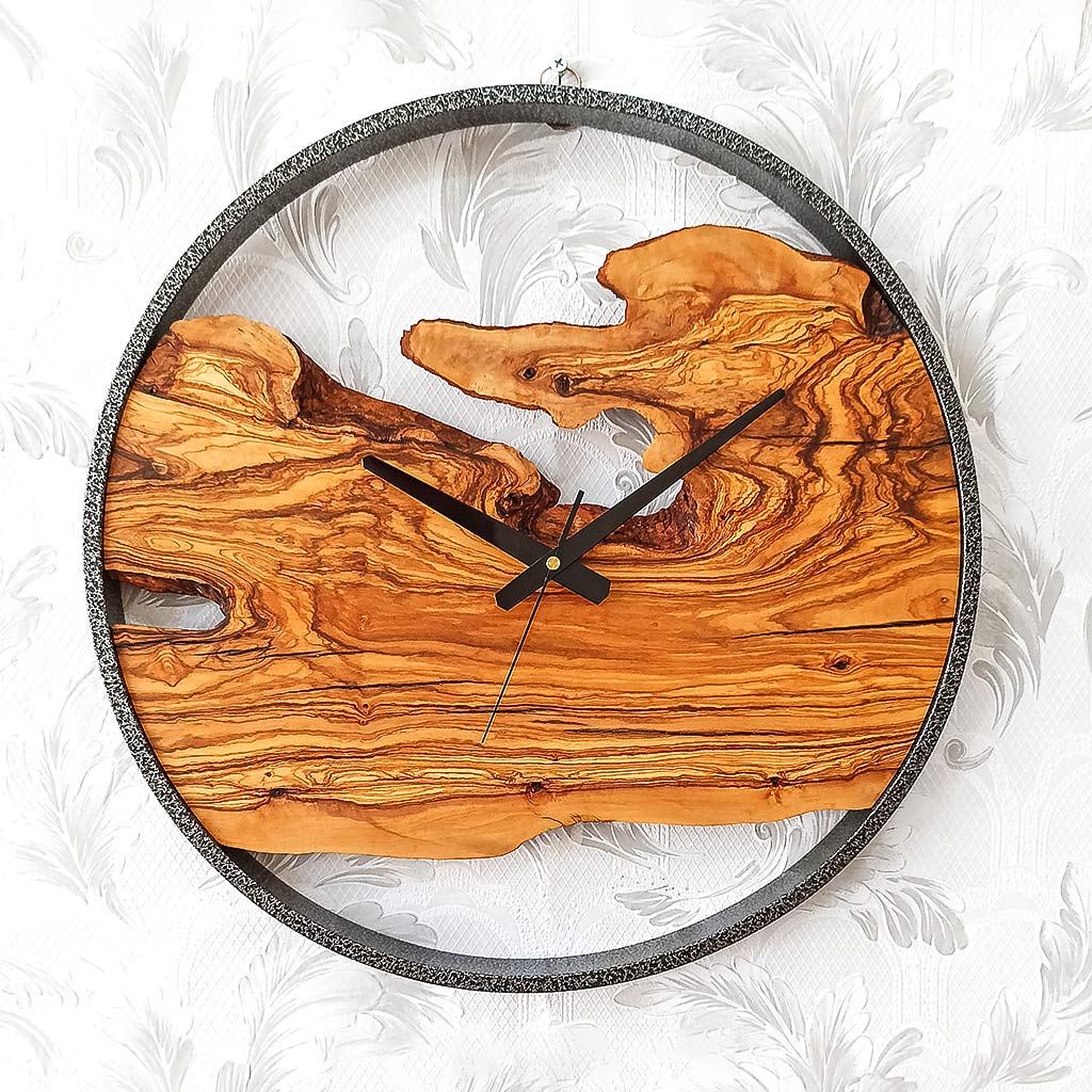 ساعت مدل روستیک اسلب چوب زیتون