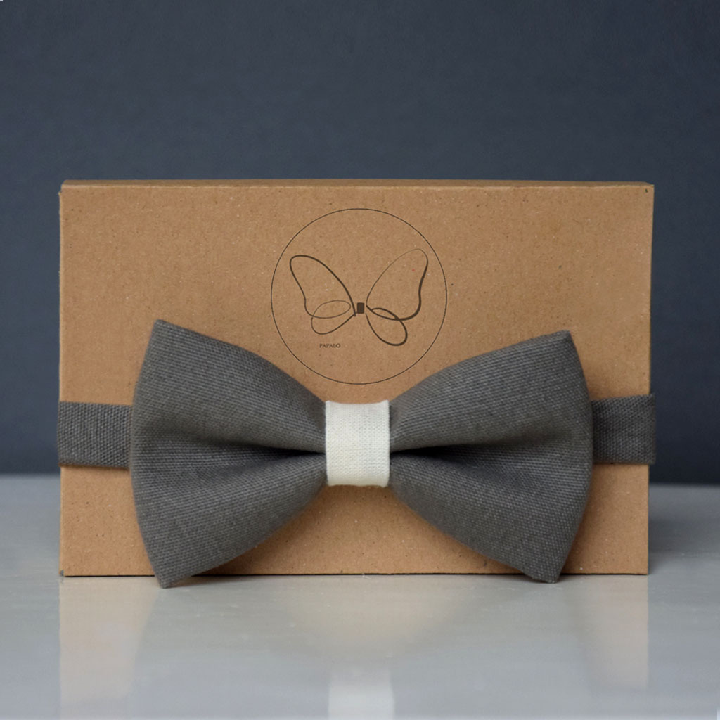 Classic gray embroidered bow tie