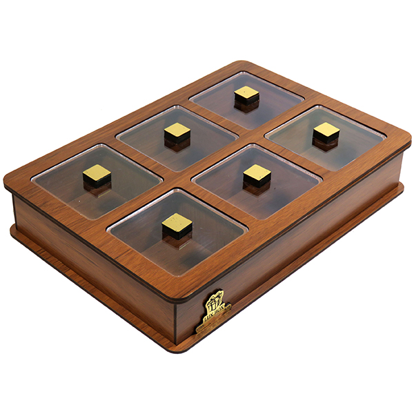 جعبه پذیرایی شکلات خوری چوبی 6 تایی