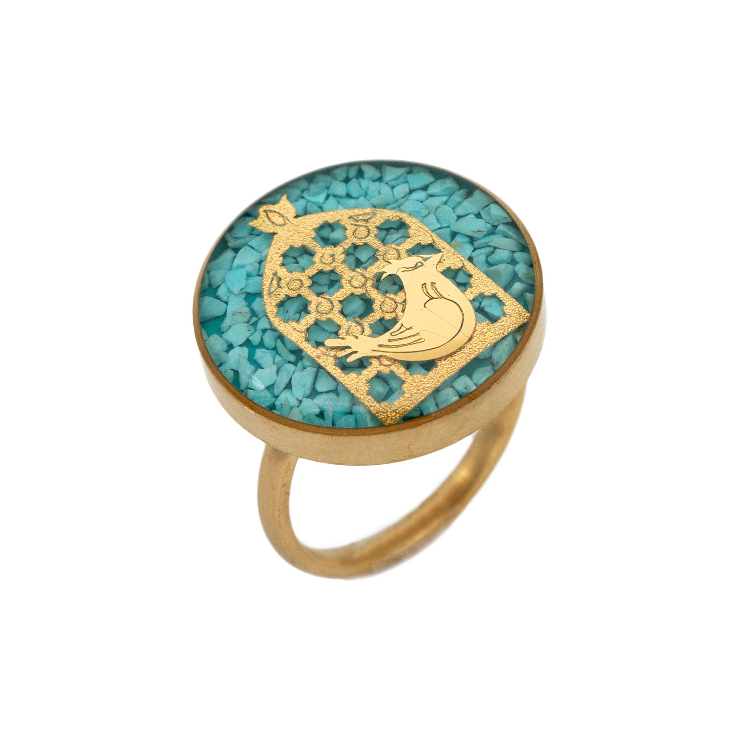 Turquoise ring and gold leaf 24 Amen chicken designs