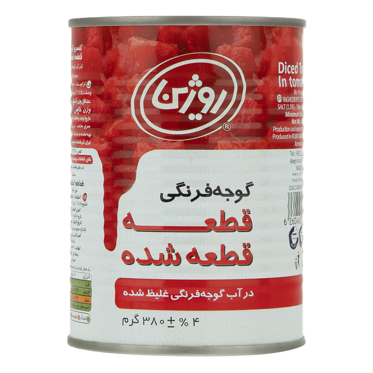 Rojin Tak canned chopped tomatoes amount 380 g