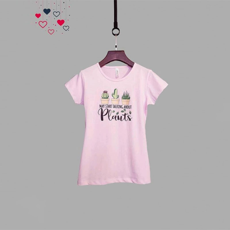 Super cotton yarn T-shirt with cactus design