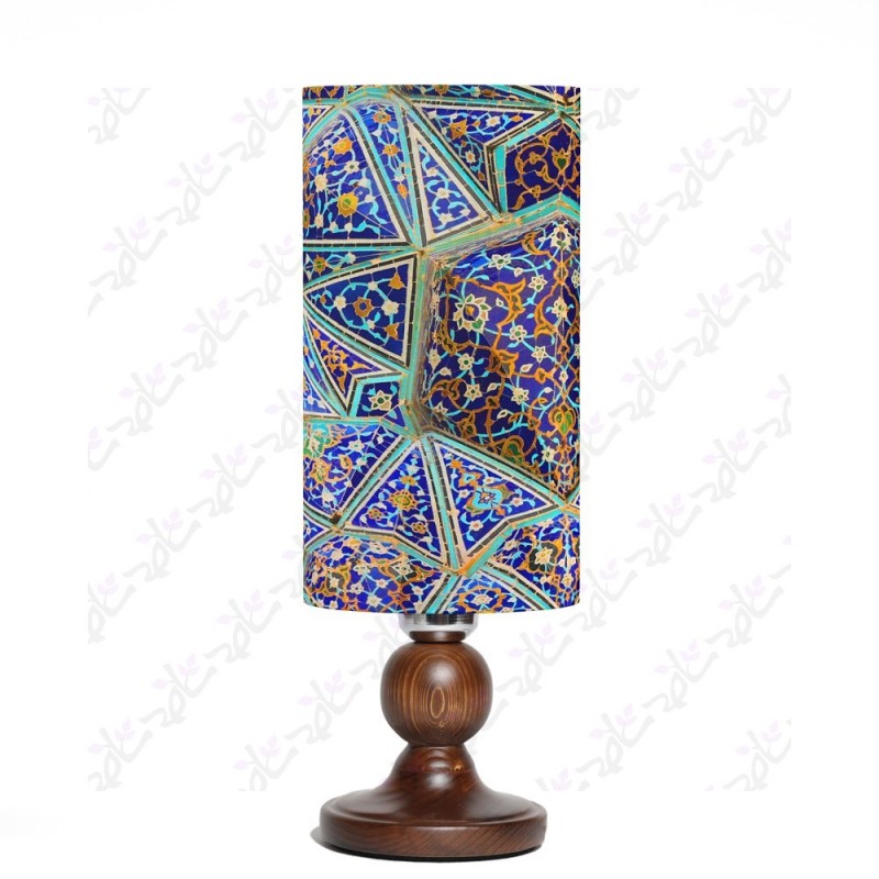 Mogharnas glass lampshade wooden base