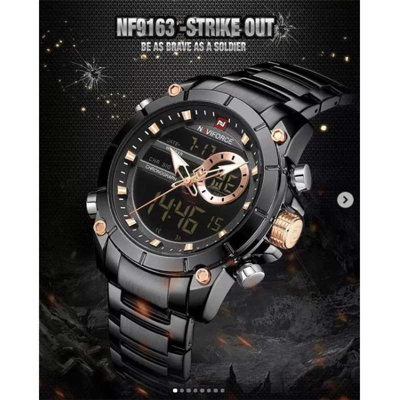 Men's watch Naviforce steel strap model 9163