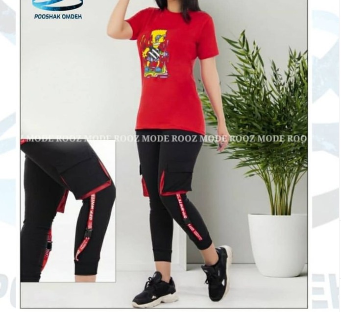 Off white red pants for girls, code 1748