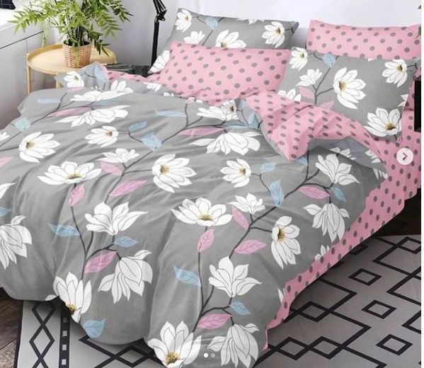 6-piece double linen bedspread, model 5