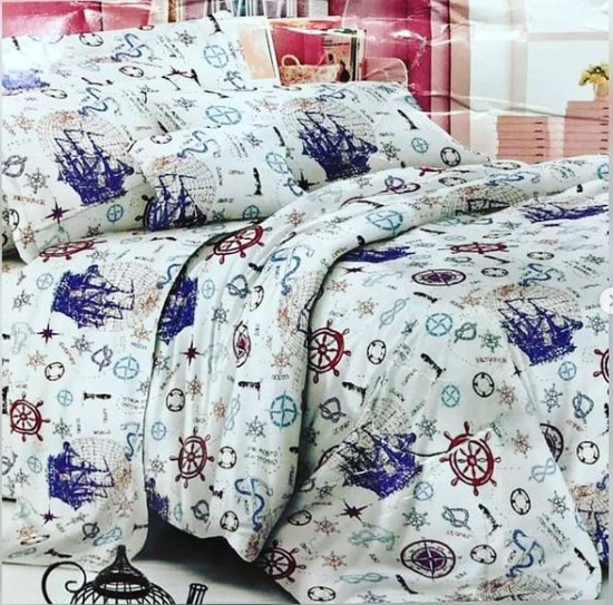 6-piece double linen bedspread, model 15