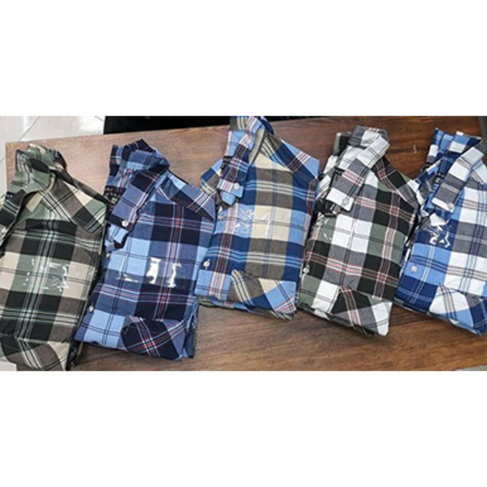 Men's shirt, large slate, checkered cotton fabric