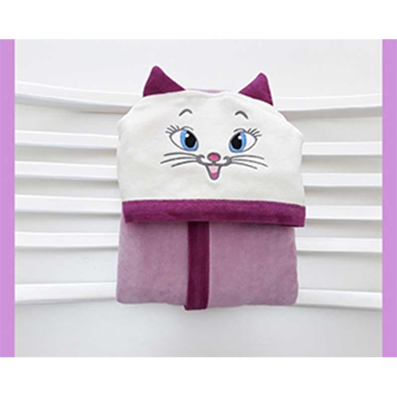 Purple cat doll baby towel design