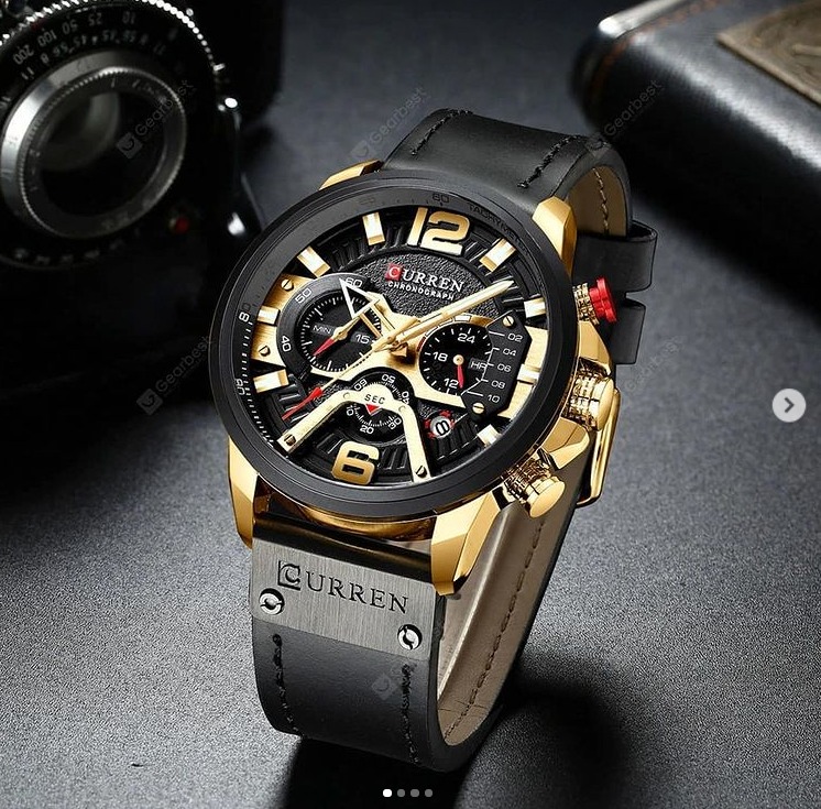  Curren men's watch black leather strap model 8329 