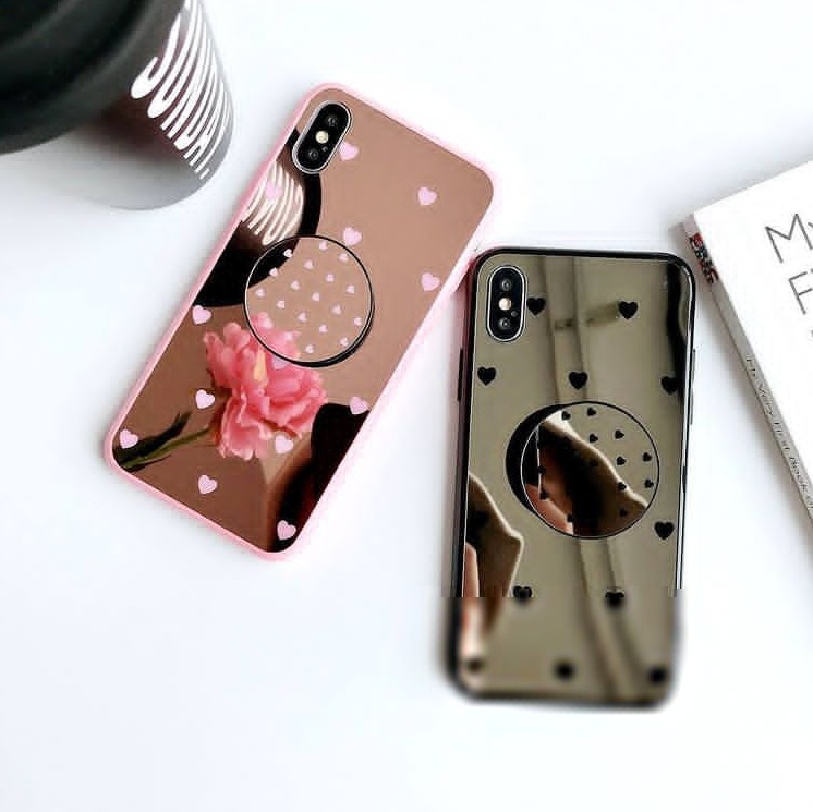 Mirror heart guard with pop socket in two colors
