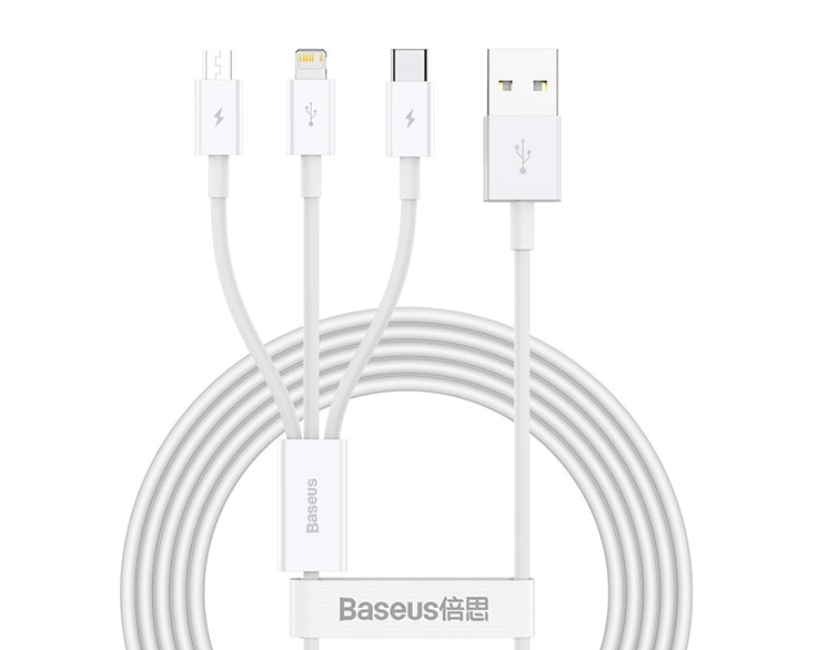 کابل شارژ سریع سه سر بیسوس Baseus Superior Fast Charging USB to M+L+C