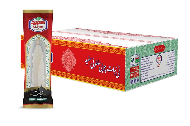 White Straw rock candy for one with cellophane 3 kg carton Majid Food Industries