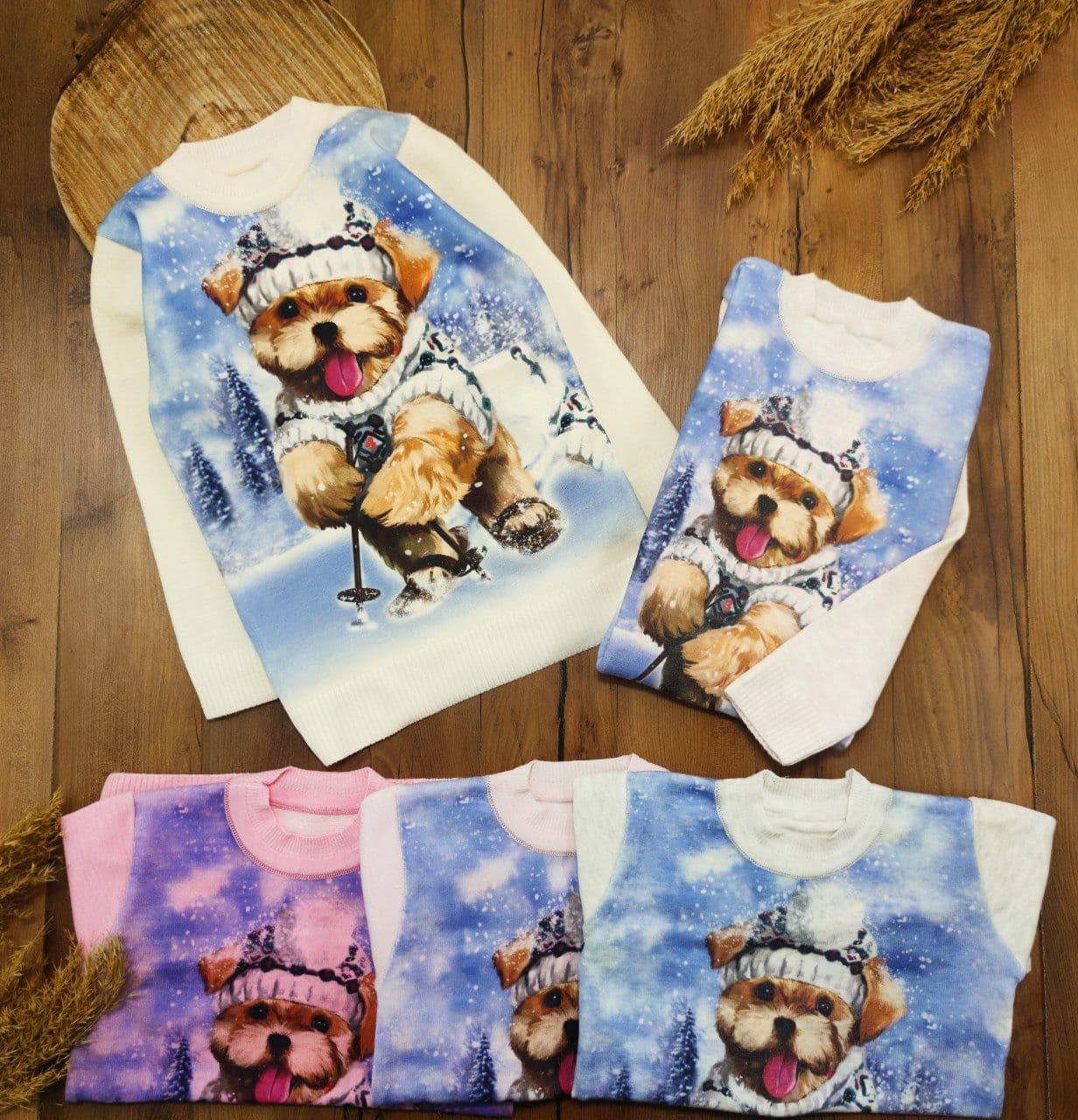 Knitted snow dog for boys size 45.50.55.60 12 pcs