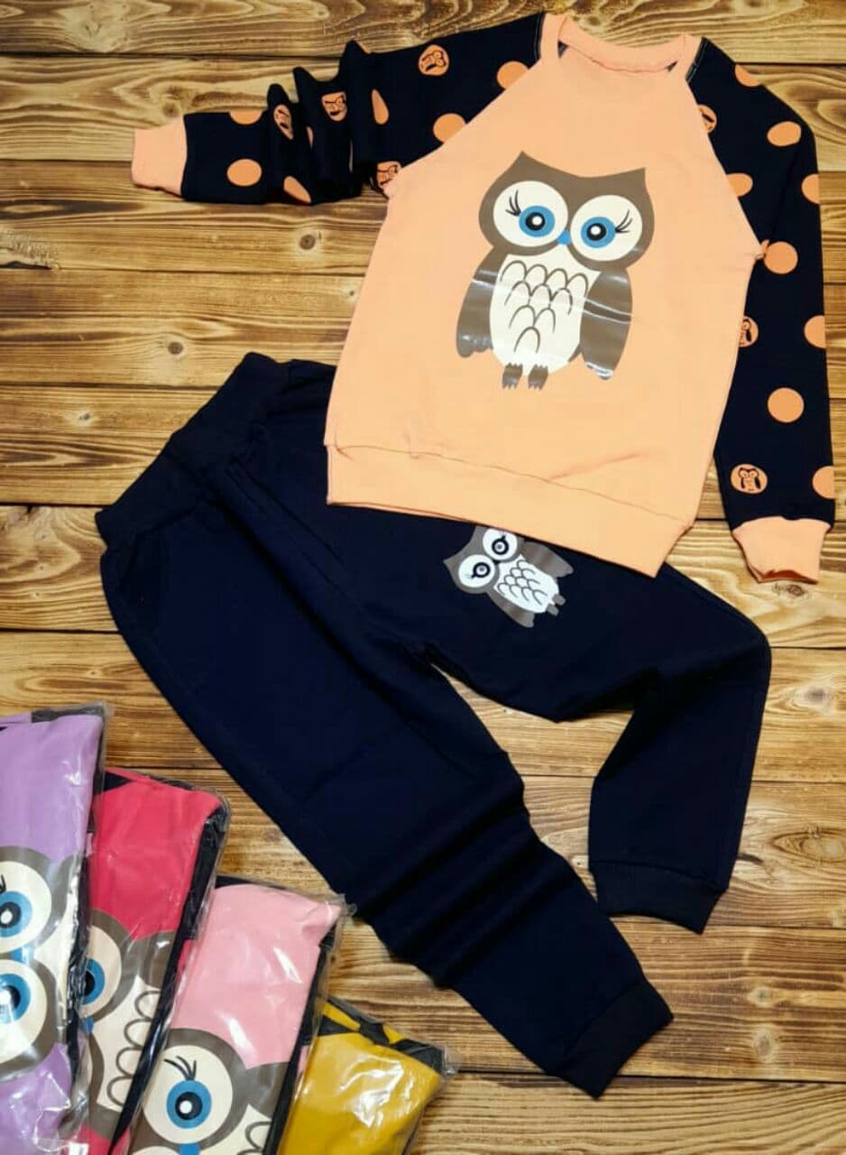 Girl owl pants blouse Size 40 to 55