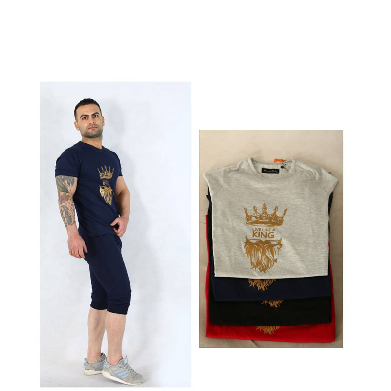 King printed T-shirt shorts set in 3 sizes and 4 colors