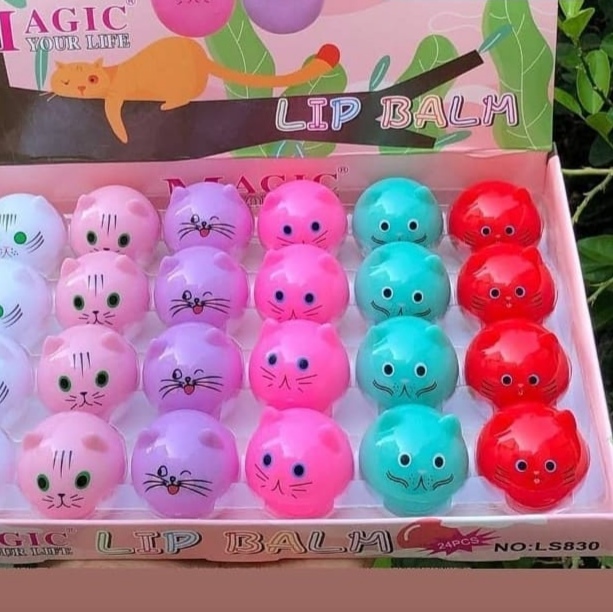 Cat design lip balm in 6 colors