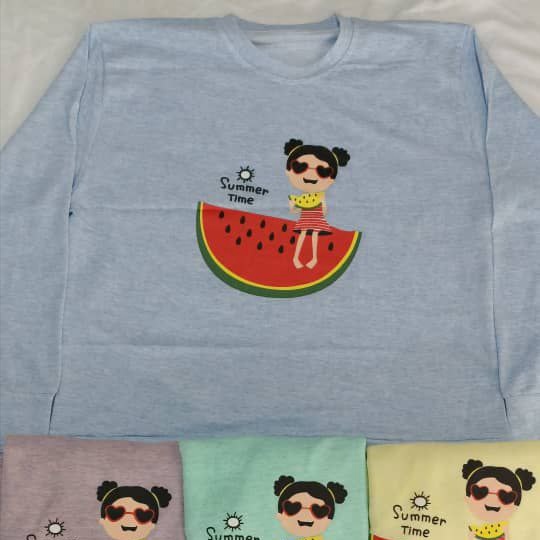 Watermelon design women's blouse and melange glasses girl in 6 colors up to size 44