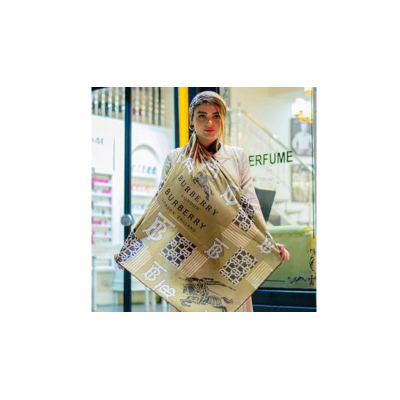 روسری نخی گارزا دور دست دوز تک رنگ سایز 140 سانتی متری