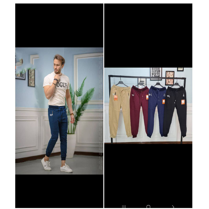 Clear slash pants made of relatively thin Galaxy cotton in 5 colors and 4 sizes with zippered pockets