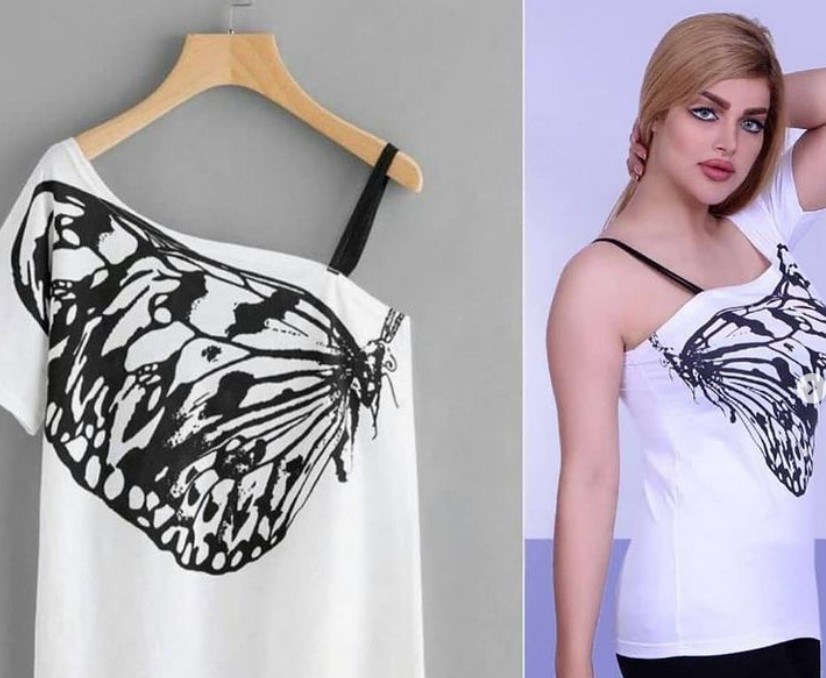 White monochrome butterfly top, pack of 10