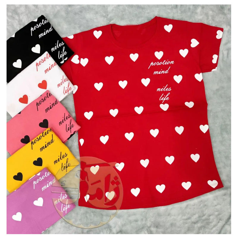 All-heart cotton T-shirt suitable for sizes 36 to 44 with 6 colors