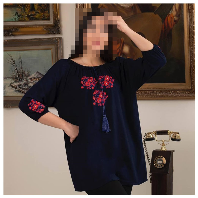 Free size embroidered cotton blouse from 38 to 46
