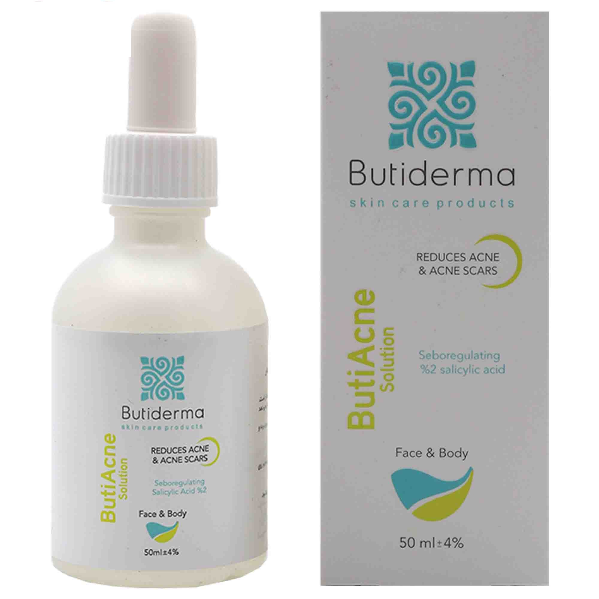 Oily and boiling skin exfoliating solution containing 2 % salicicic acid