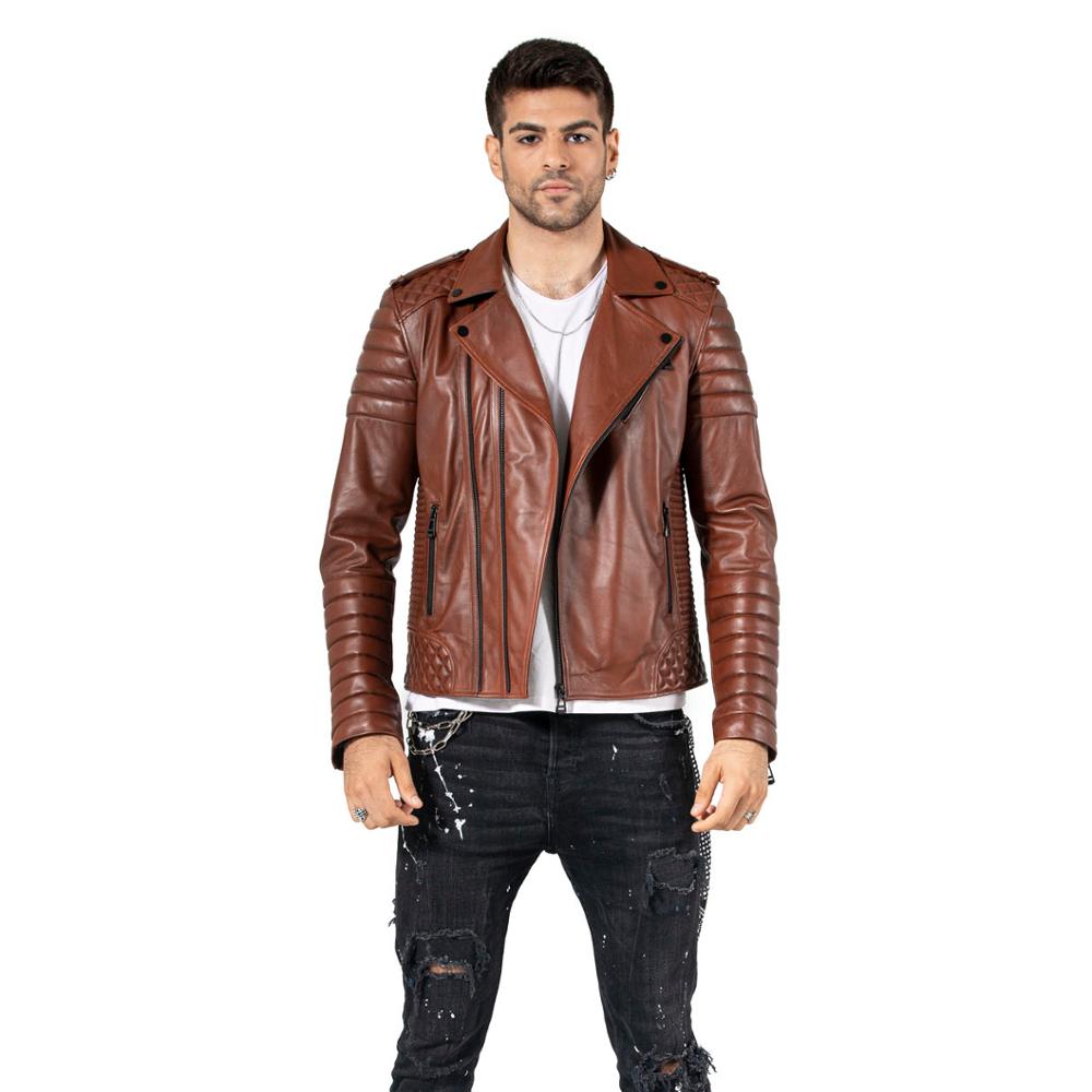 ژاکت چرم مردانه تک رنگ - 10 سایز - برند Valeriano Romano