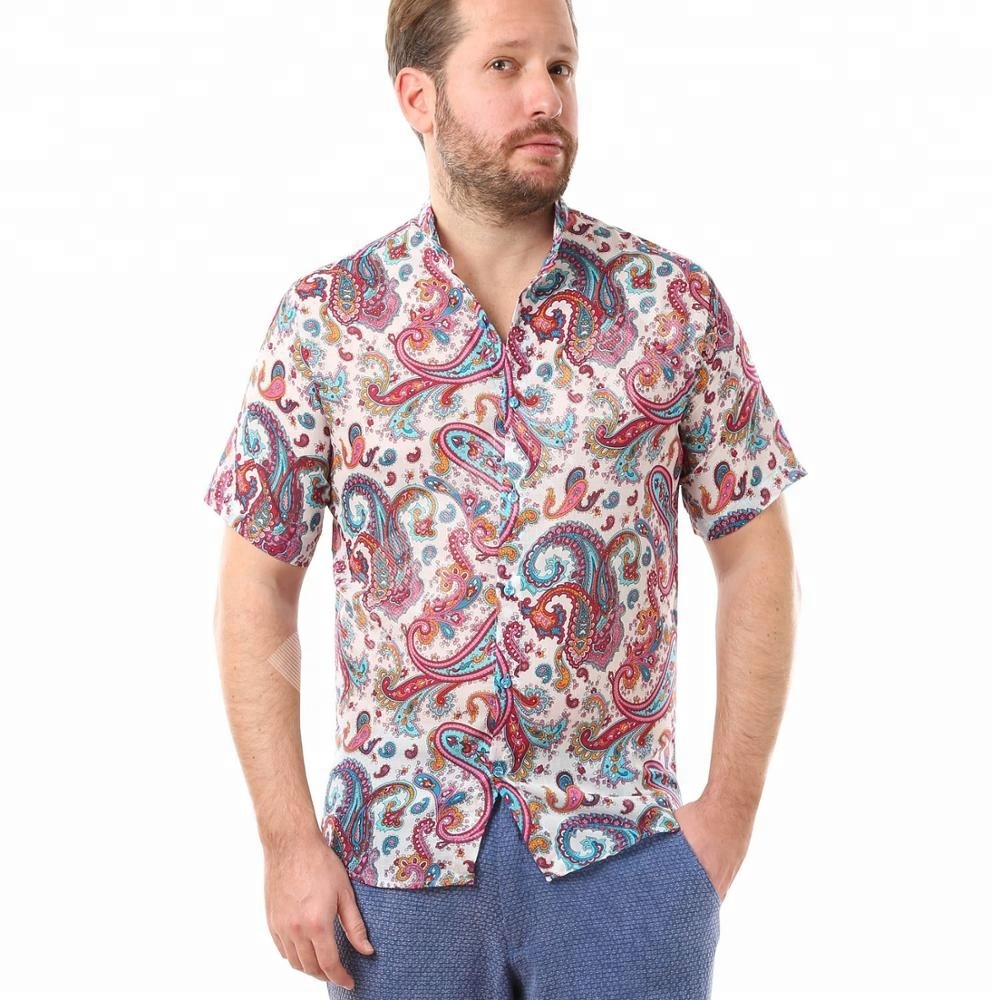 پیراهن مردانه رنگارنگ طرح مطابق عکس - 4 سایز