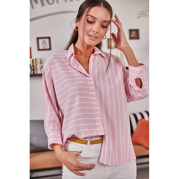 Armonika Brand Shirt Armonika Pink Pink Cut Width Cut by Pocket