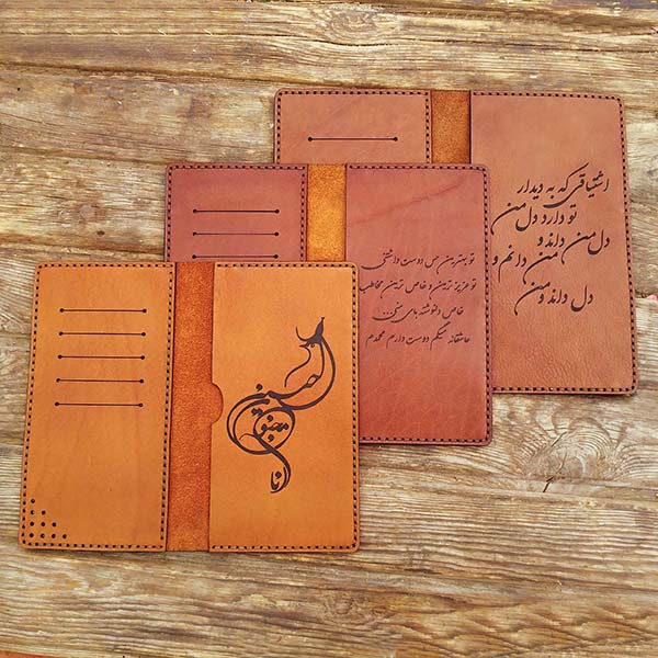 wholesale Handmade natural leather wallet and mobile with custom engraving