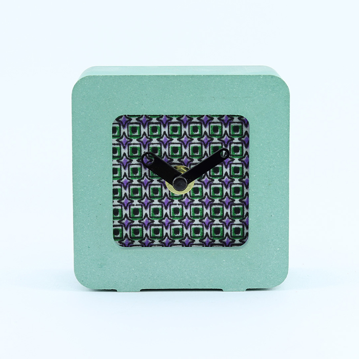 wholesale Handmade blue green concrete desktop clock with bubble brand