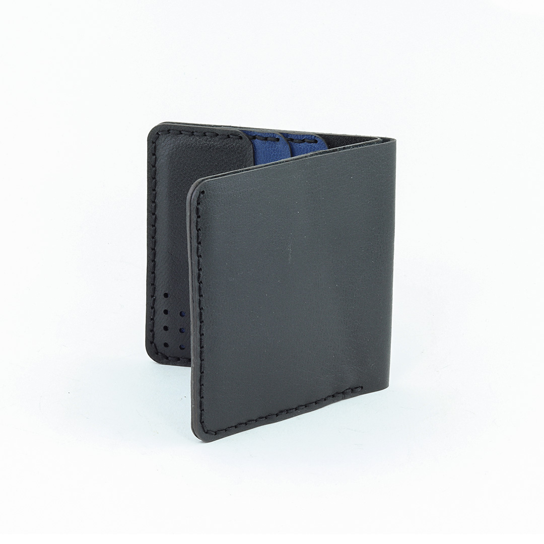 Men's natural wallet wallet, black handmade, code g11, in navy blue