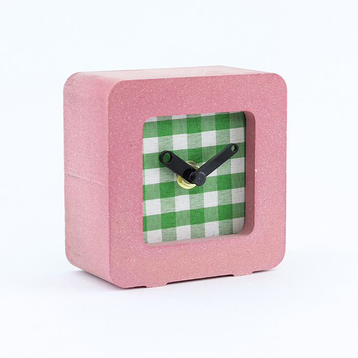 Handmade pink concrete desktop watch and green bubble brand