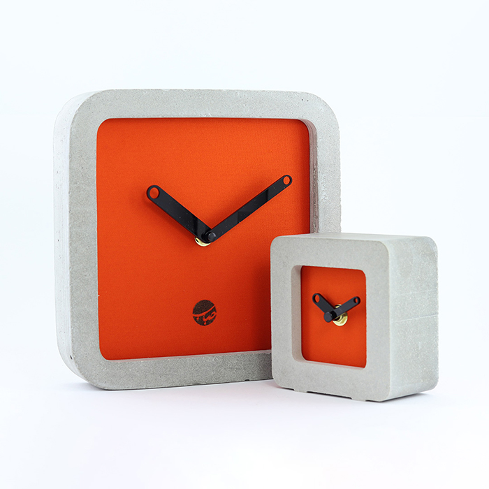 Bubble brand handmade orange desktop and wall clock set