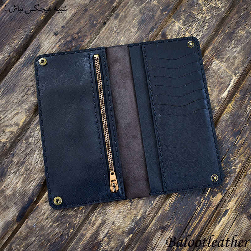 wholesale Natural handmade black leather wallet