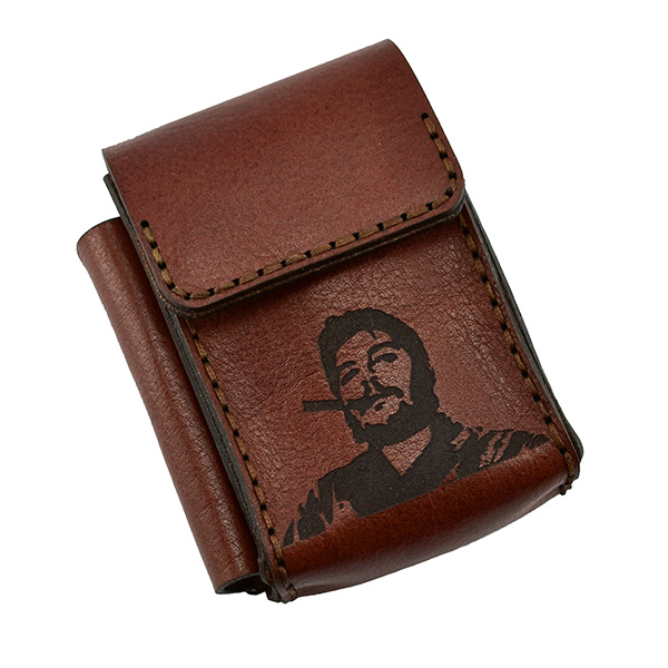 Cigawara leather cigarette case and lighter with custom engraving