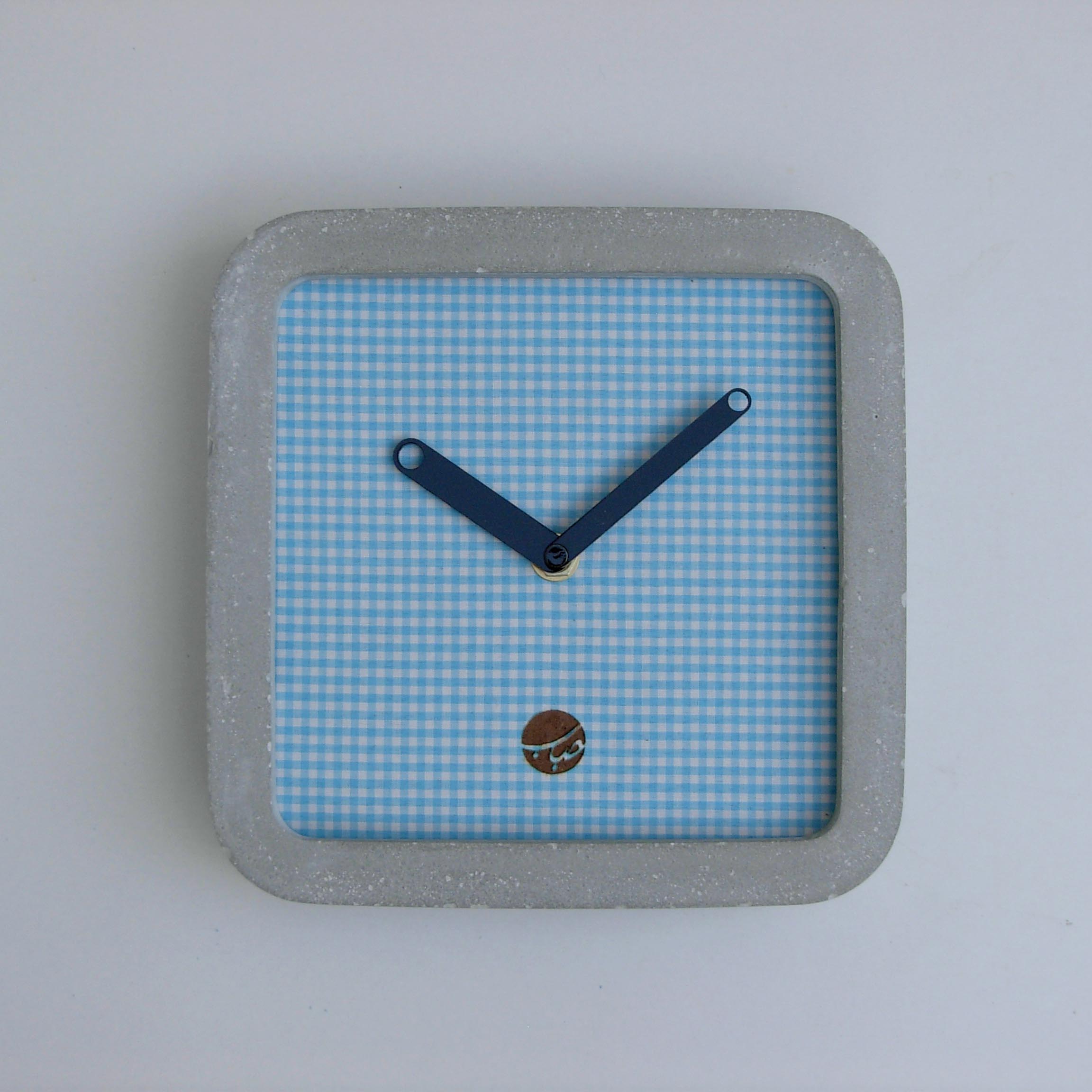 Blue and white checkered concrete wall facade