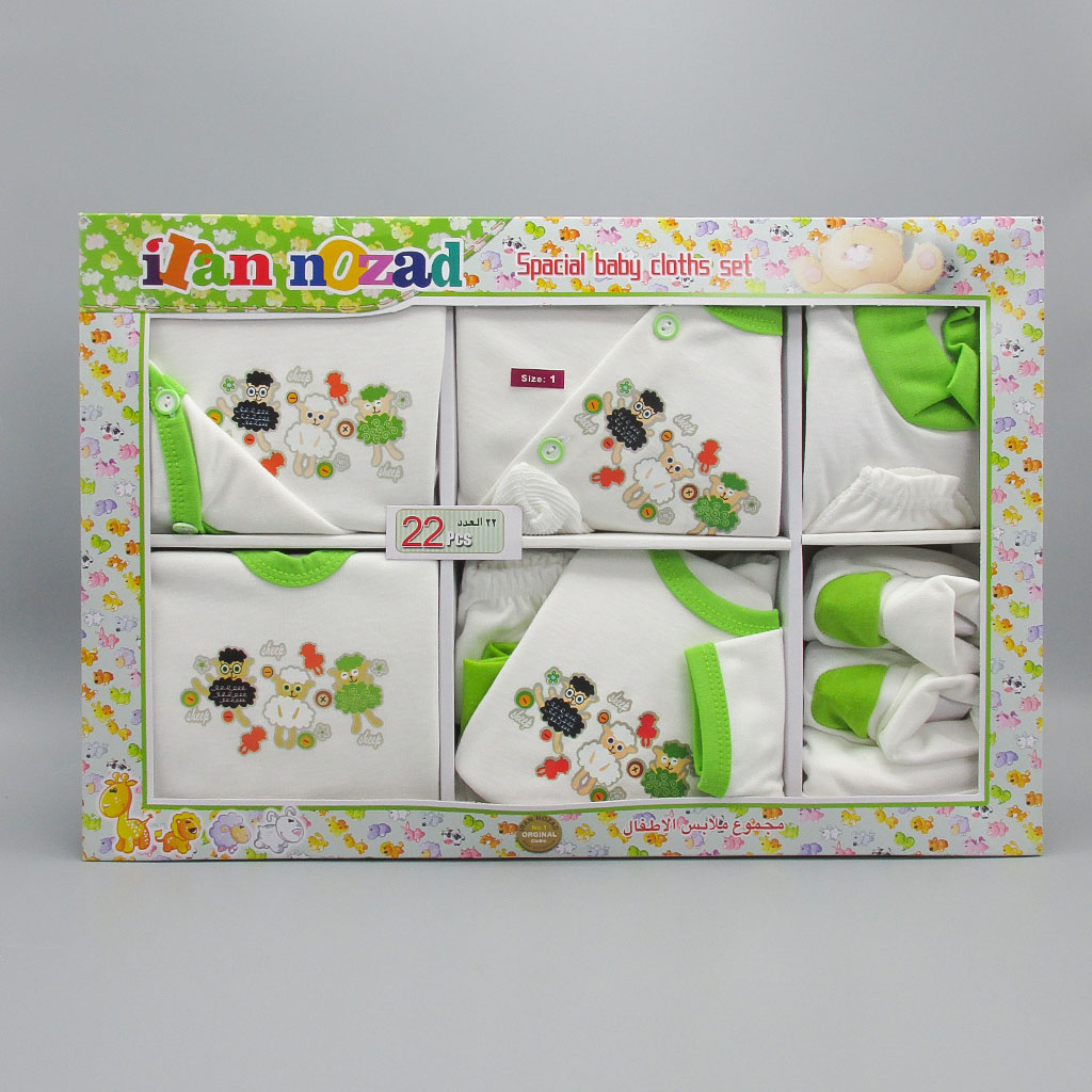 wholesale Set of 22 white and green baby pieces