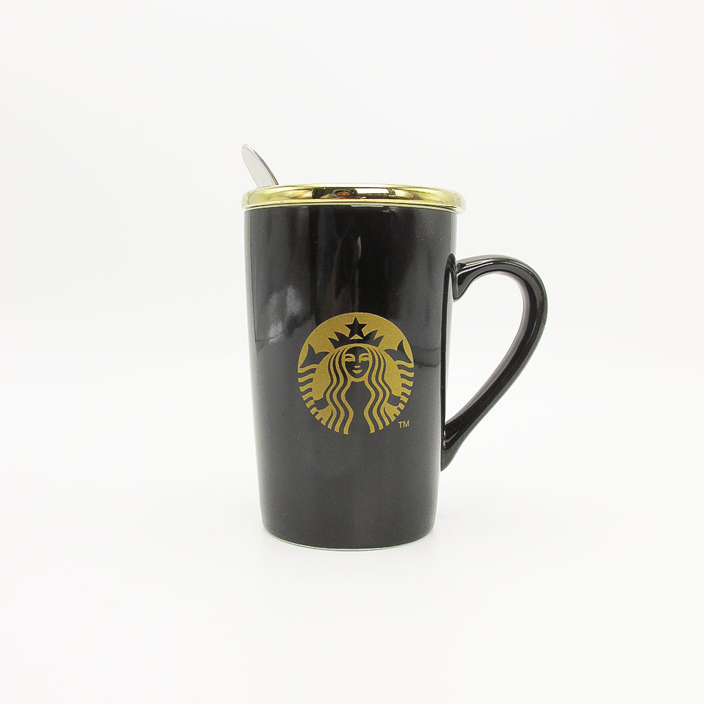 wholesale Black ceramic mug in gold Star Box 2 design